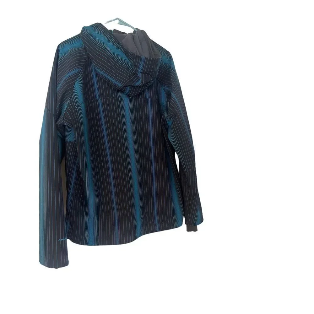 Columbia Mens Black & Blue Pinstriped Full Zip Hooded Jacket Size Large snowboar